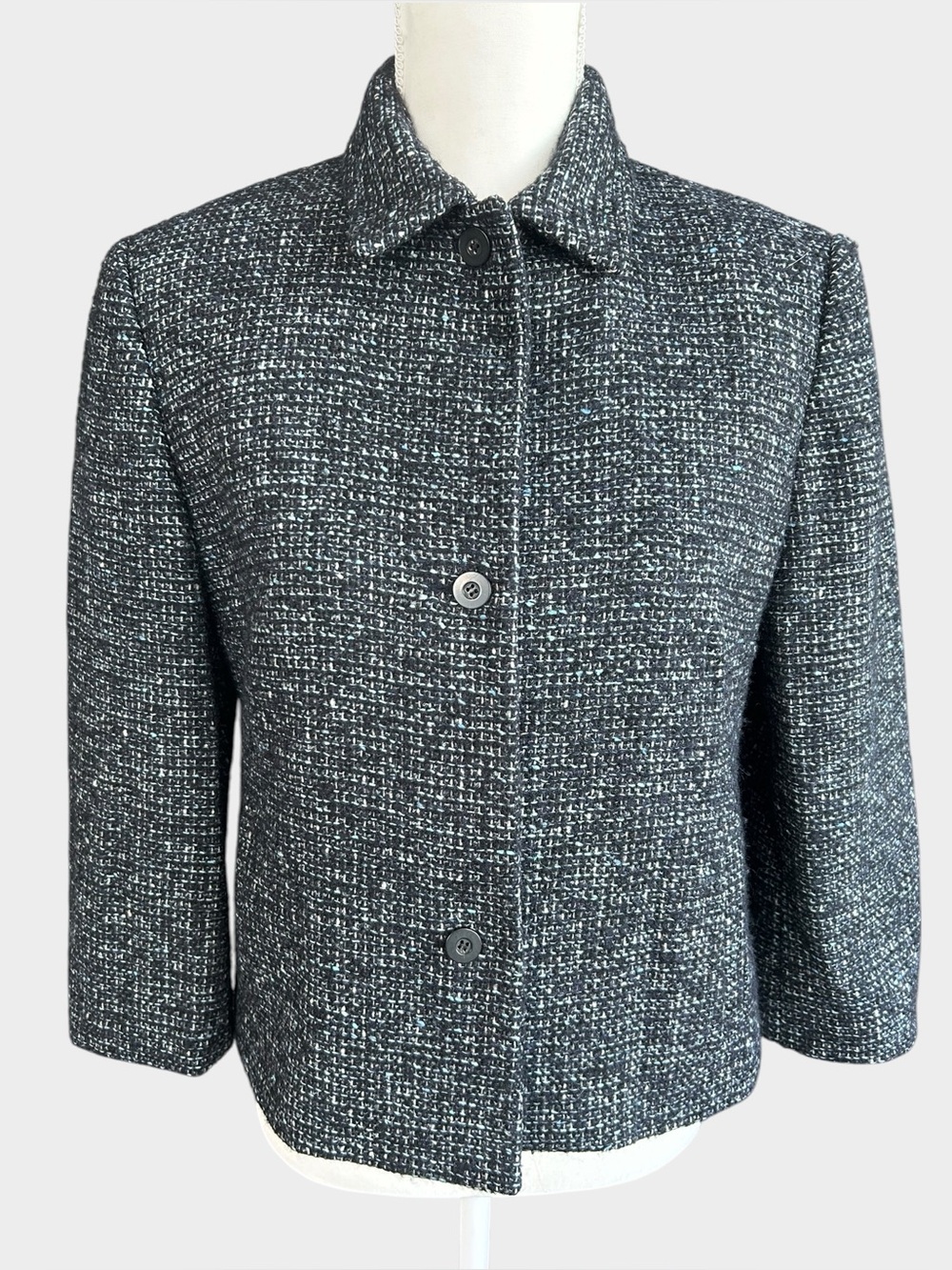 Bernard Zins Paris Jacket Women Size‎ 8 Wool Blend Tweed Quiet Luxury